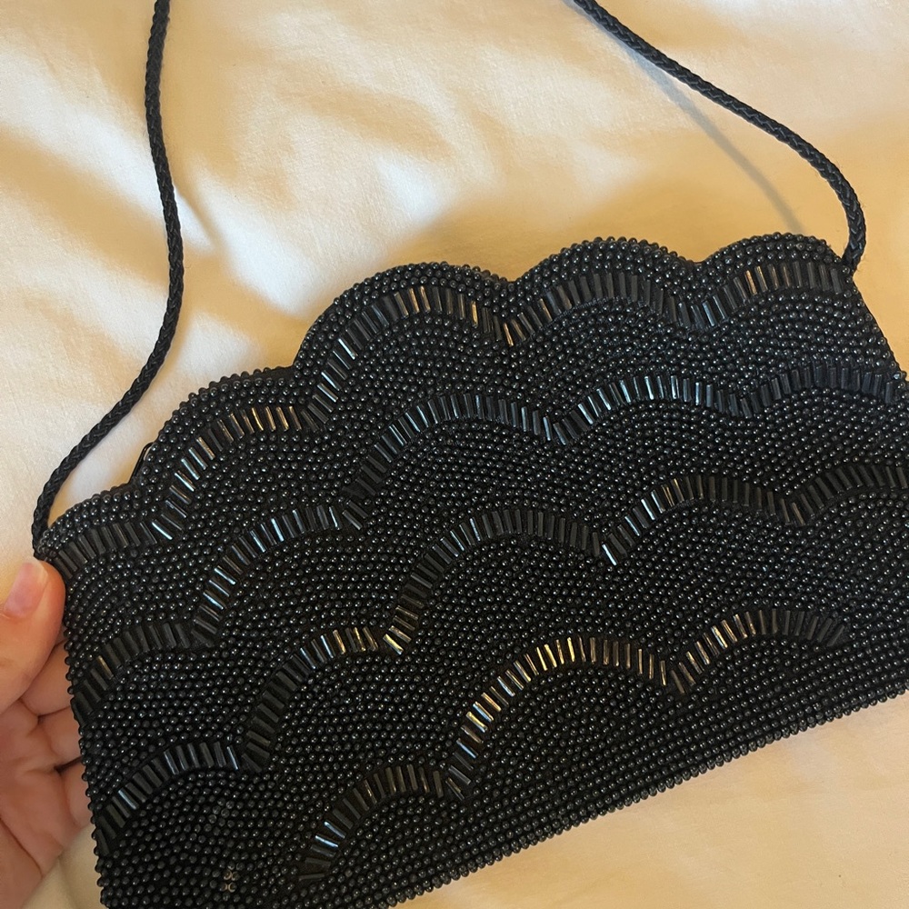 SOLD Vintage Black Beaded Clutch